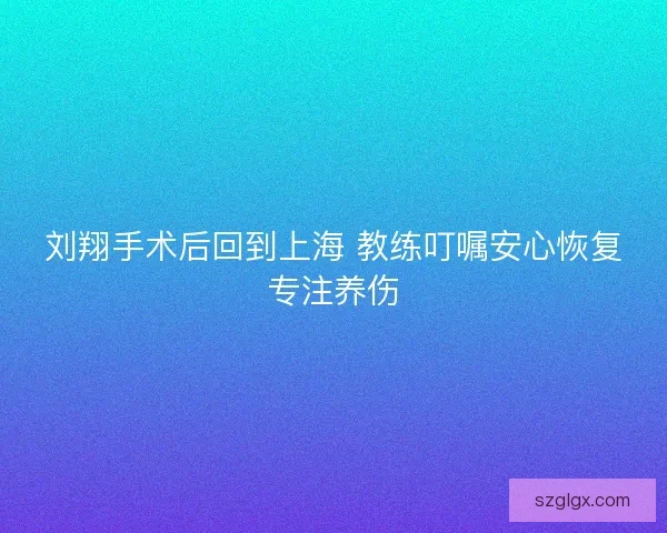 刘翔手术后回到上海 教练叮嘱安心恢复专注养伤
