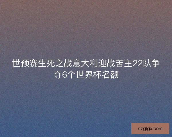 世预赛生死之战意大利迎战苦主22队争夺6个世界杯名额