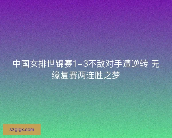 中国女排世锦赛1-3不敌对手遭逆转 无缘复赛两连胜之梦