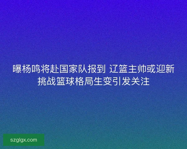 曝杨鸣将赴国家队报到 辽篮主帅或迎新挑战篮球格局生变引发关注